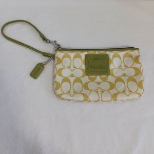 Coach Logo Wristlet Green